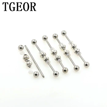 

scaffold barbells 20pcs surgical Stainless Steel 14G 2 lanterns moveable with rubber industrial barbell piercing free shipping