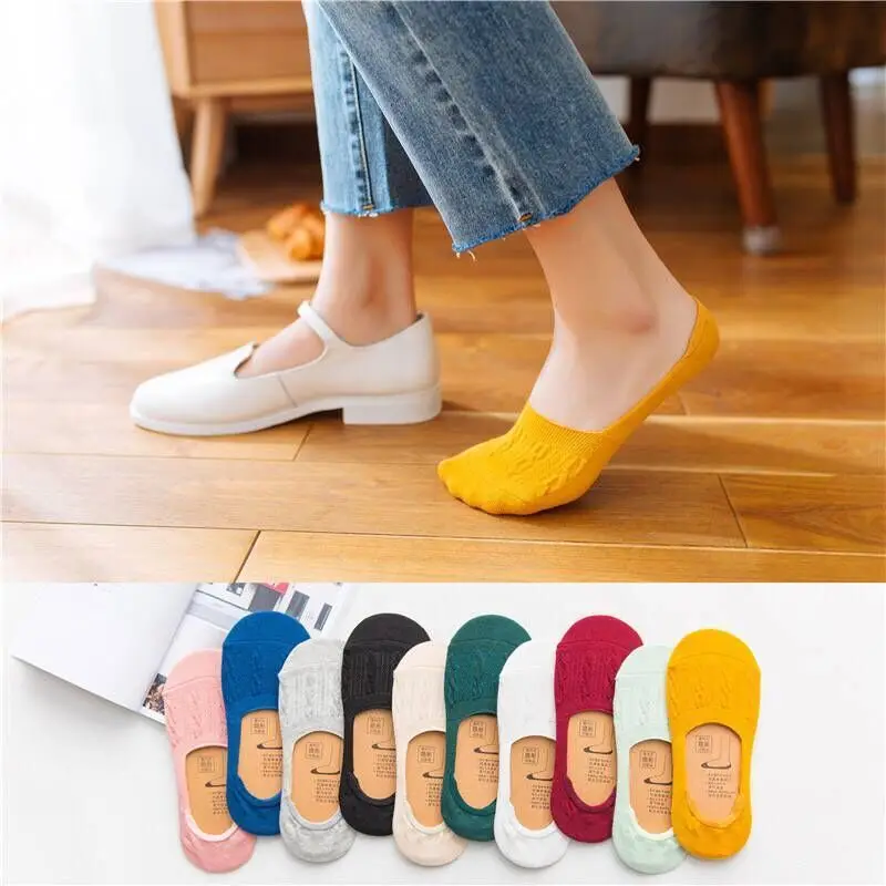 

Spring and summer solid color ladies socks invisible boat socks female Korean version of candy color cotton female socks