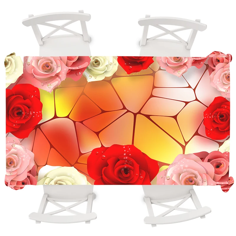 

Ombre Rainbow Rose Wedding Table Cloth Round Waterproof Tablecloth Oilproof Table Cover Rectangular Tablecloth Large Table Cover