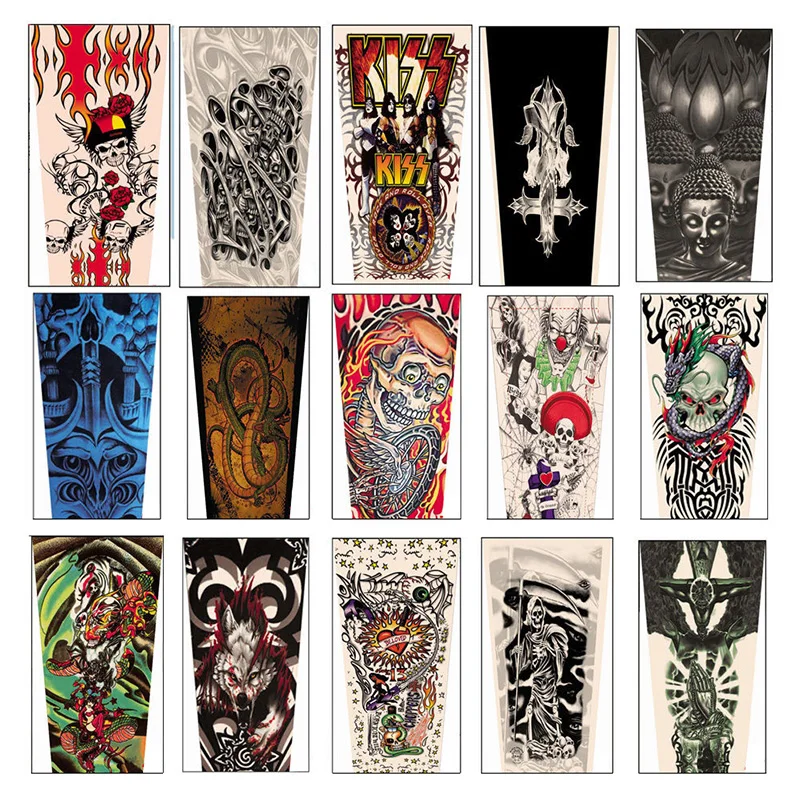 

1 pair Temporary Fake Slip Tattoo Arm Sleeves Body Art Arm Leg Stockings
