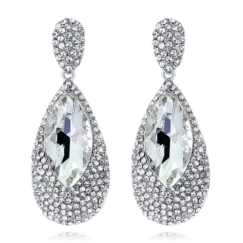 

Fashion Crystal Earrings Bridal Earrings Wedding Jewelry Sliver Color Rhinestone Fashion Women Jewelry
