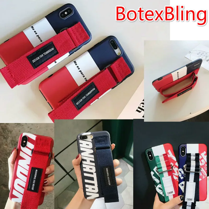 BotexBling простые полосы ремень ткань запястье Чехол для телефона для iphone XS MAX чехол для iphone X XR 6 6S 7 8 плюс металлическая пряжка крышка