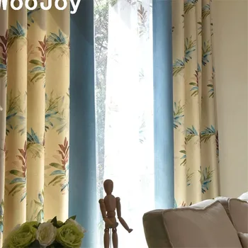 

C1028 American Style Linen Cotton Thick Blackout Window Curtains Panel for Living Room Tulles Blinds