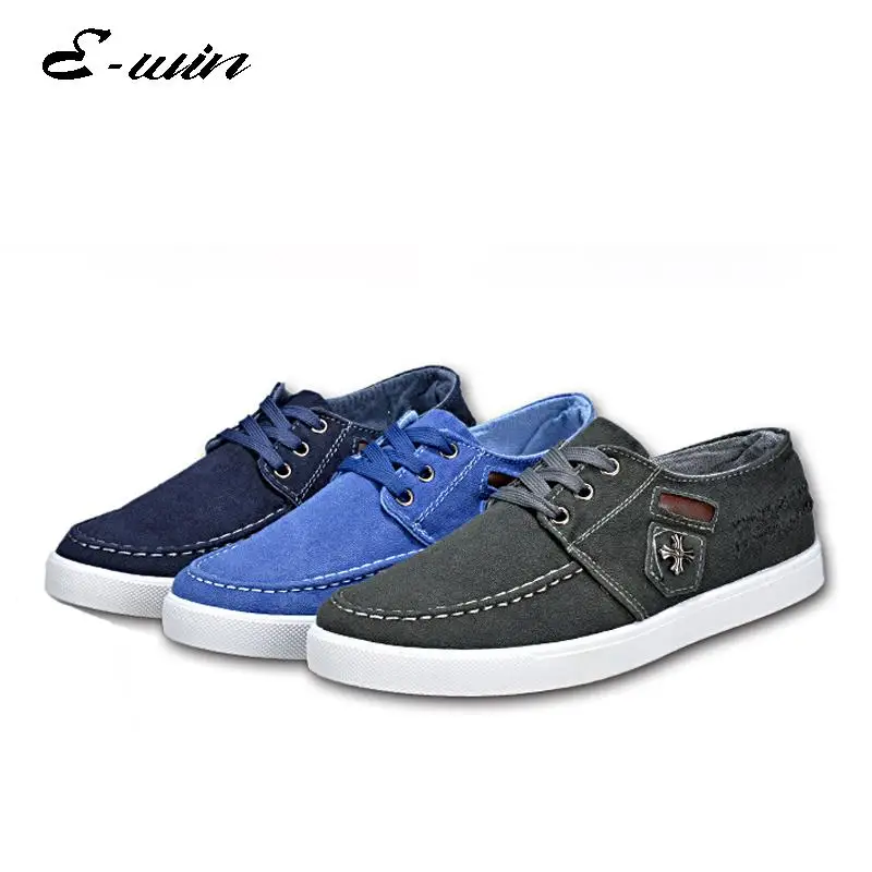 2016 New Mens Canvas Shoes Denim Jeans Blue Casual Lace Up Shoes Fashion Sneakers Men Shoes 3 Colors in Size 39-44