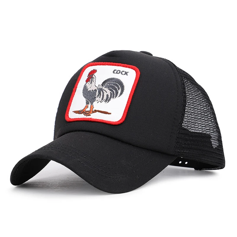 

2019 Summer Cock Baseball Cap Men Women Animal Trucker Hat Black