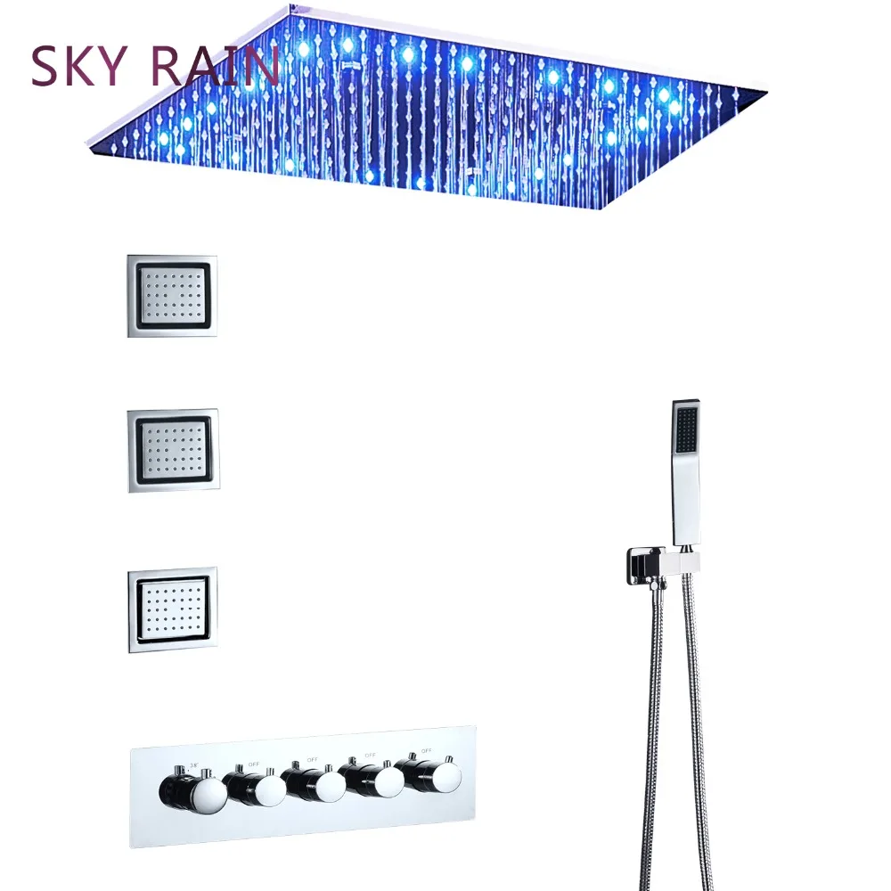 SKY RAIN 304SUS 500X500 мм многофункциональная насадка для душа с боковым распылителем для спа-душа с термостатическим клапаном