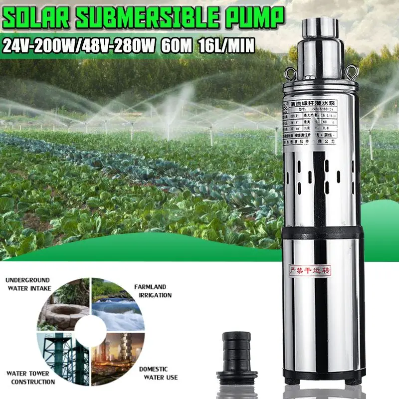 Solar Water Pump 24V/48V 200W/280W 16L/Min 40/60M Deep Well Submersible Pump Irrigation pump deep well pump for garden