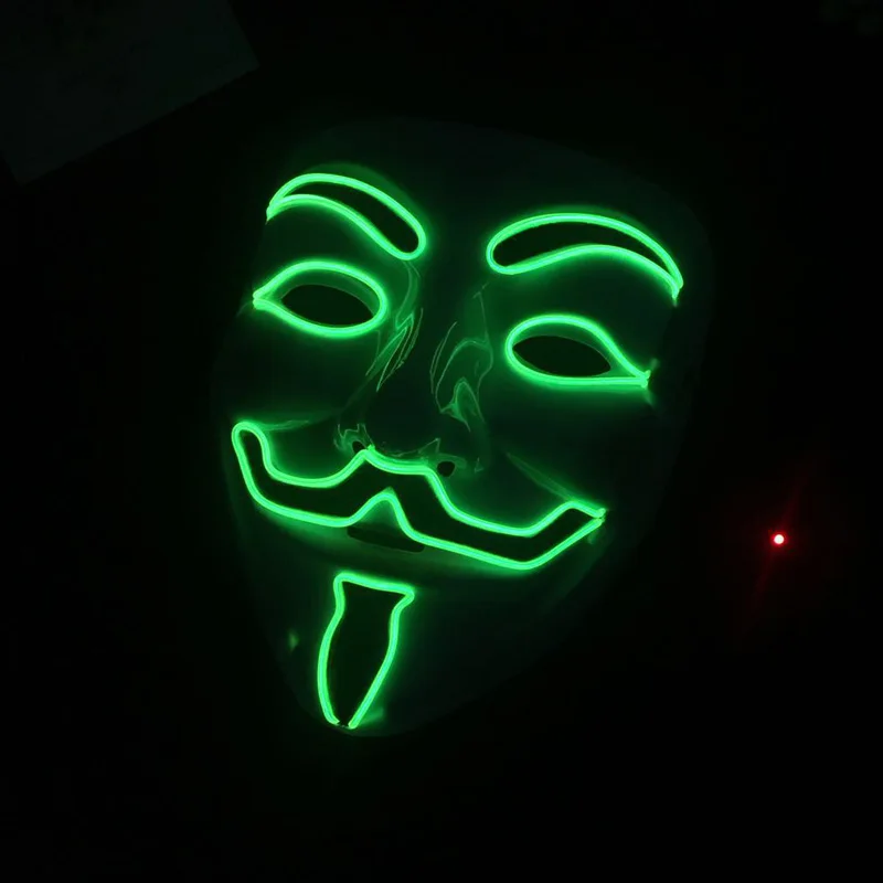 Светодиодный вечерние маски V для вендетты EL маска Anonymous Guy Fawkes необычный аксессуар для костюма для взрослых вечерние маска для косплея маска 10 цветов
