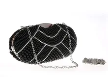 2016 Hot Fashion Handmade Voll Perlen Perle Abendtasche Kupplung Geldbörse Party Hochzeit Tasche Silber/Schwarz/Gold SMYCWL-B0029