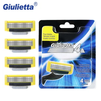 

Giulietta Shaving Razor Blade For Men 4pcs / Lot Four Layer Stainless Steel Manual Shaver Blades Head Scheermesjes GF4-0267