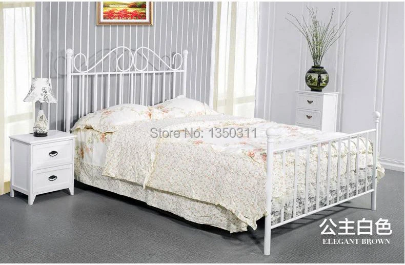 Simple European style Iron bed double bed 1.8 1.5 1.2 meters children bed white princess bed