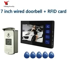 Yobang Security freeship 7″ Video Intercom Door Phone System With 1 black Monitor 5 pcs RFID Card Reader HD Doorbell Camera