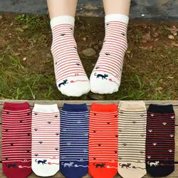 Дышащие удобные женские хлопковые носки с рисунком кота и животных Женские полосатые носки зима-осень теплые носки