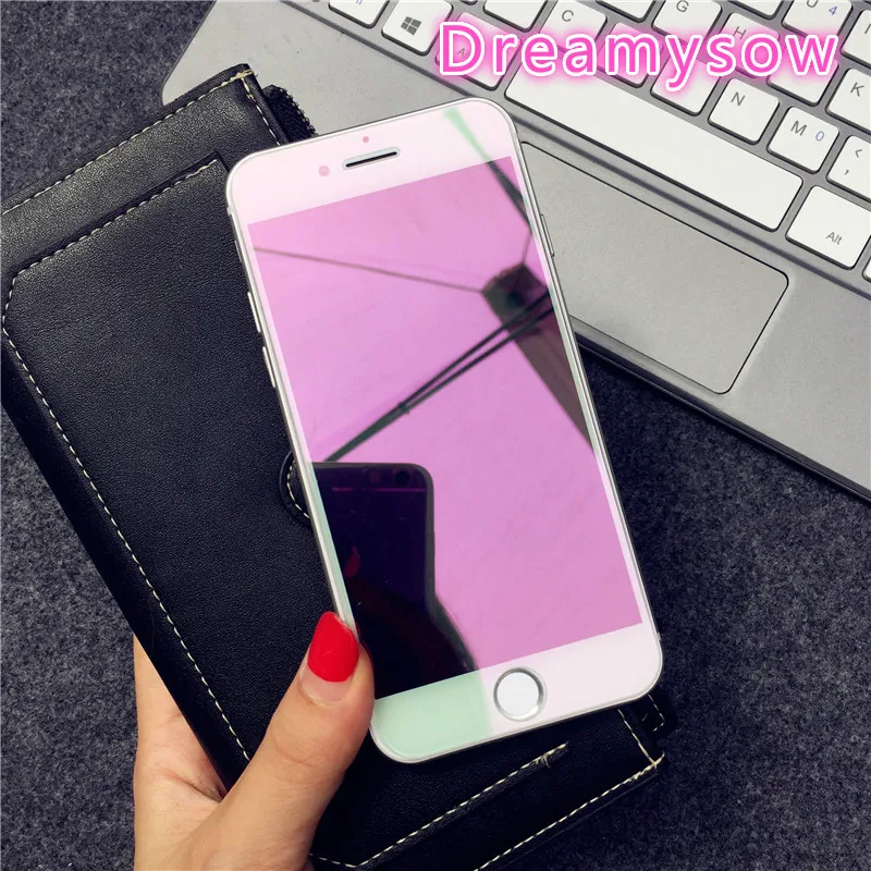 Kopen Dreamysow Kleurrijke Mode Spiegel Gehard Glas Screen Protector voor iPhone 7 7 Plus 6 6 S Plus 5 5 S SE 5C Beschermende Film