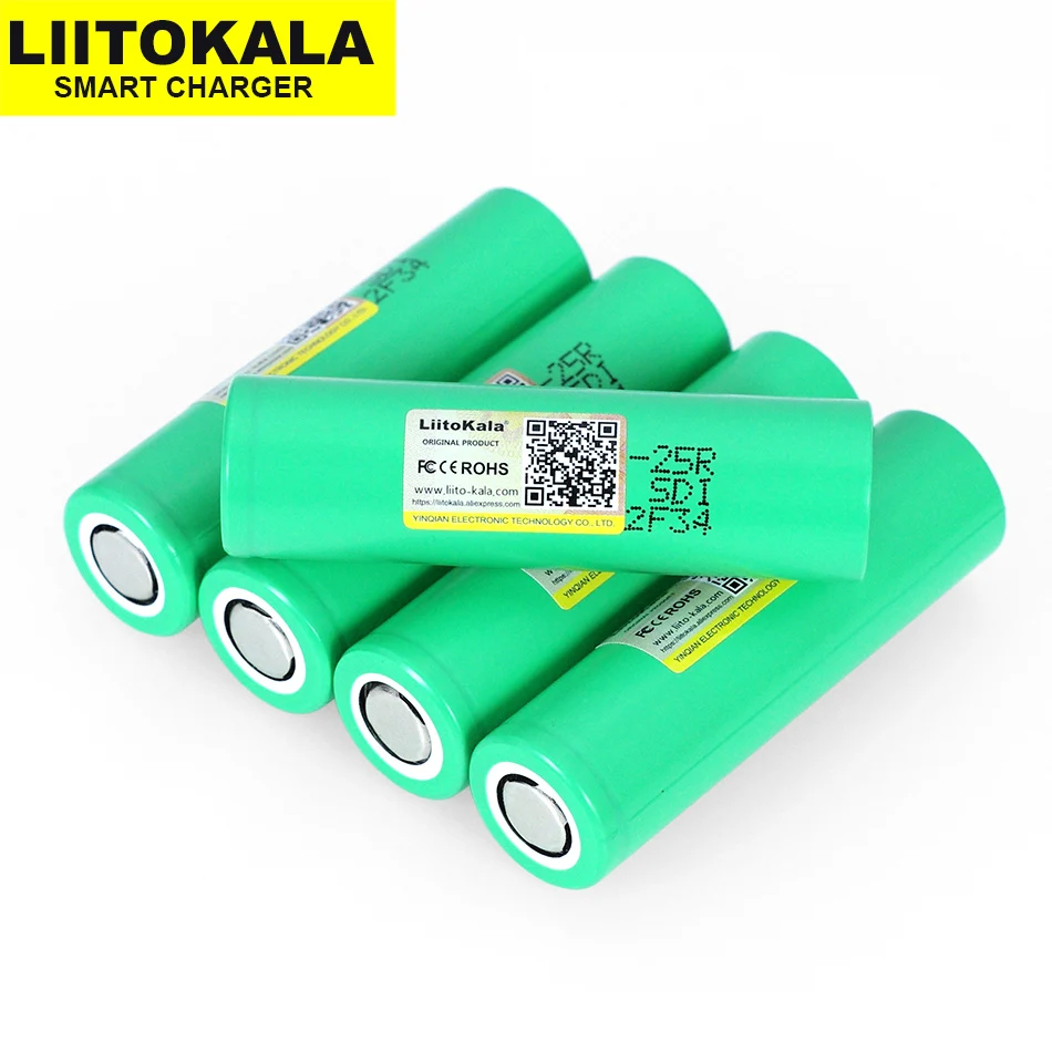 4 шт. Оригинальный литиевый аккумулятор Liitokala INR18650 25R 18650 2500 мАч разряд 20 А