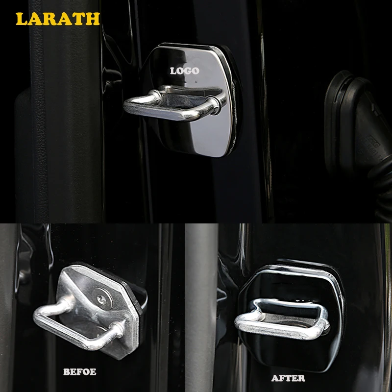 LARATH Car Accessories Stainless Steel Door Lock Protective Cover For