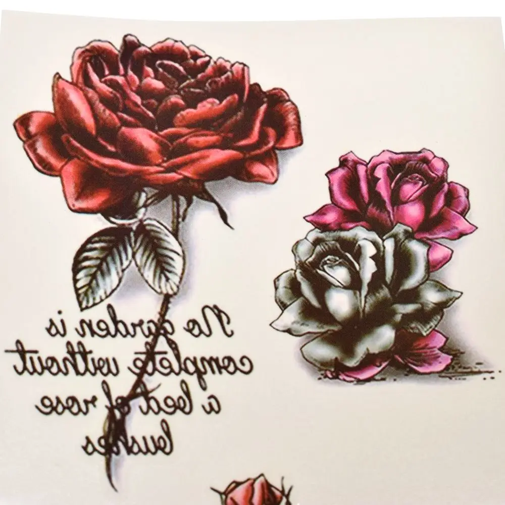 

190*90mm Flowers rose Design Fashion Temporary Tattoo Stickers Temporary Body Art Waterproof Tattoo Pattern