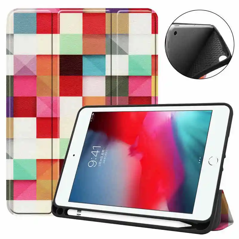 Cartoon Slim Case for iPad mini 5 2019 Pencil Cover Smart Auto Sleep Wake-Up Stand TPU For iPad mini 5 2019 Smart Pencil Cover (4)