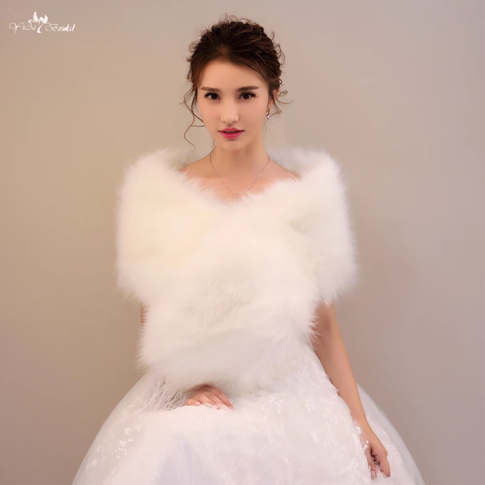 LZP195 Lovely Off Shoulder White Fur Bolero Winter Wedding Cape-in ...