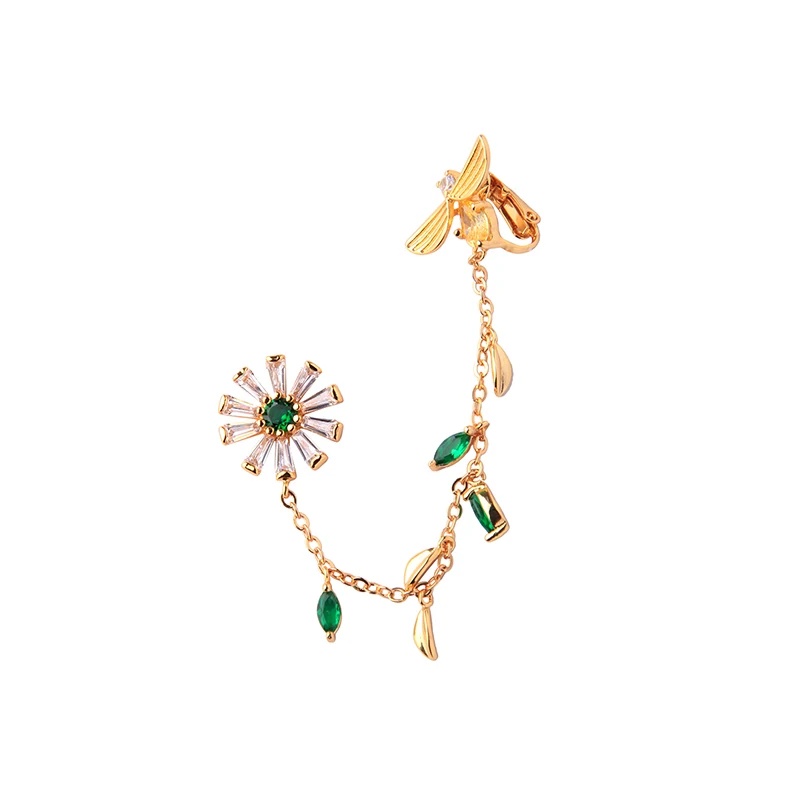 

Romantic Drop Earring Fashion New Arrival Zircon Copper Flower Single Earring For Women Appointment Date Gift Earring Jewelry