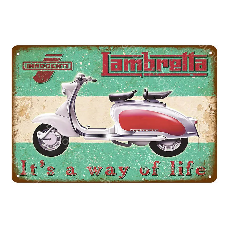 Итальянский электромобиль Lambretta металлические оловянные знаки Vespa электромобиль винтажный плакат на стену художественная живопись доска Декор для гаража автомобиля YH060 - Цвет: YD2953H