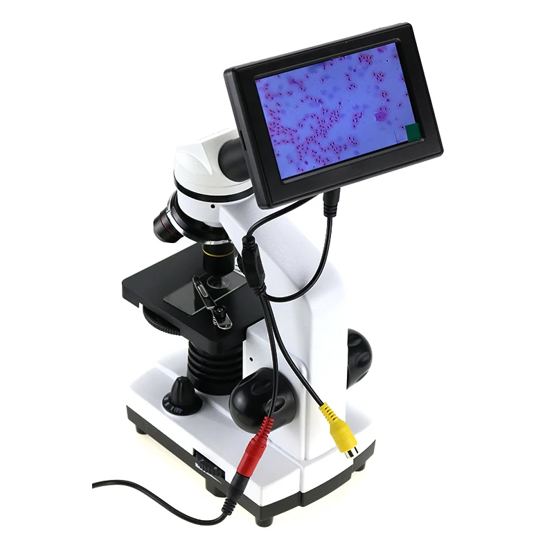 

1600X Biological Microscope with 4.3 Inch Electronic Eyepiece Display Screen and 5 Prefabricated Slide