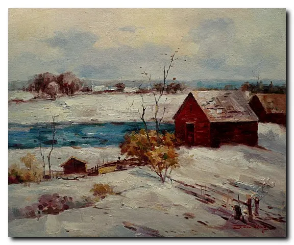 Hand Painted Impressionist Oil Painting Landscape Lakeside Home Decoration Wall Art Free Shipping | Дом и сад