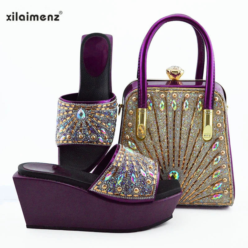 

Super High Heels Italian Ladies Matching Shoe and Bag Material with Pu Nigerian Shoes and Bags Set for Party Women Shoe and Bag