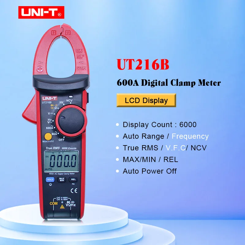 UNI-T цифровой клещи ac dc мультиметр UT216 серии 600A ture rms Авто Диапазон щипцы-тестеры с удержанием данных подсветка