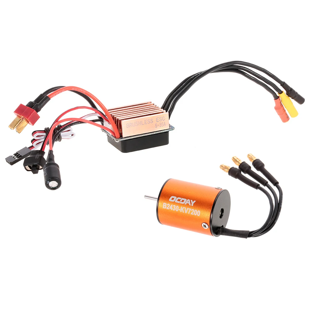 

Brushless Motor for OCDAY B2430 7200KV Waterproof Sensorless S-35A 3.5mm ESC Set for 1/16 1/18 RC Car Boat RC Parts
