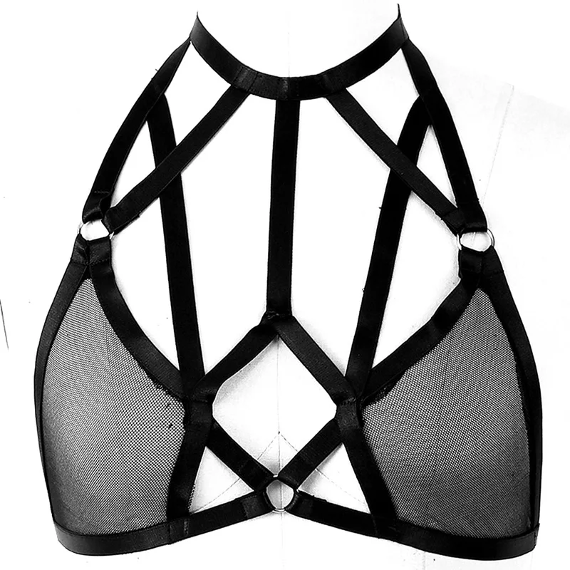 

Lace Sheer Lingerie Body Harness for Women bralette Elastic Bondage Tops Cage Bra See through Fetish Erotic Bustier Rave Wear