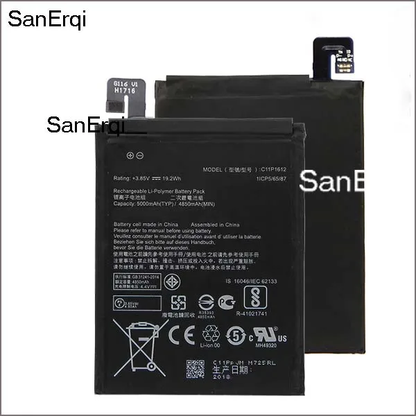 

High Capacity C11P1612 Battery For ASUS ZE553KL ZenFone 3 Dual Z01HDA SIM LTE Zoom S 5000mAh C11P1612 Battery