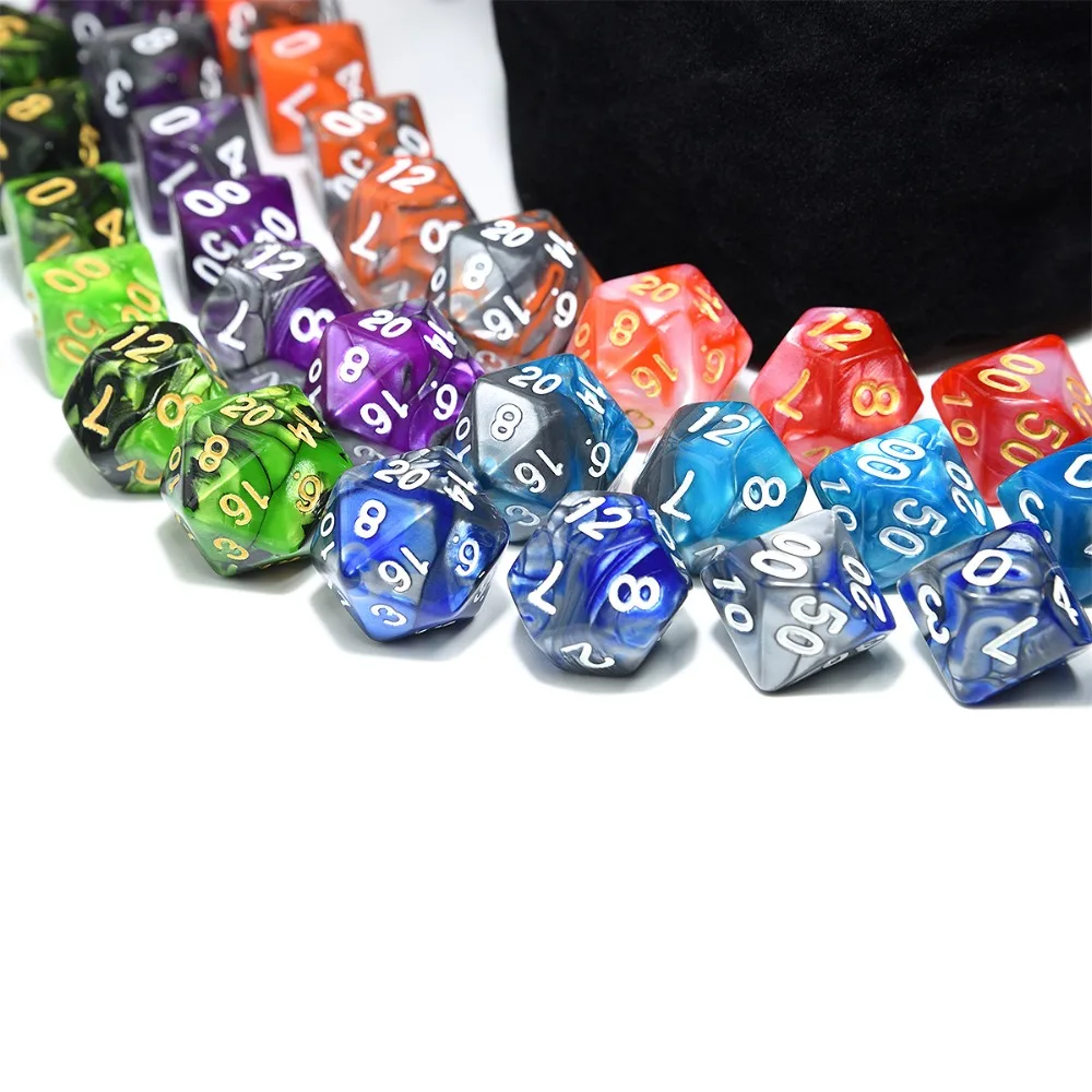 Игральные кости для подземелий и драконов RPG MTG игры 6 наборов многогранные игральные кости с 1 шт. большие бархатные сумки(черный мешок, серый мешок, красный мешок