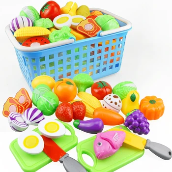 

23PCS Plastic Kitchen Food Fruit Vegetable Cutting Kids Pretend Play Toy Pizza Cake Educational Toy Cook Cosplay Mini Food Toys