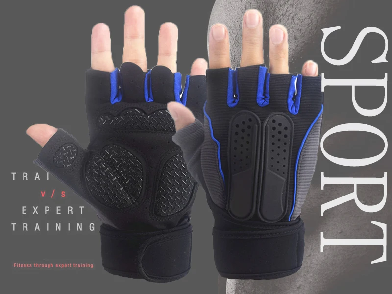 Sports Gym Gloves for Powerlifting Bodybuilding Training Exercise Men Weights Lifting Gloves Workout Gloves Gym Dumbbell Guantes