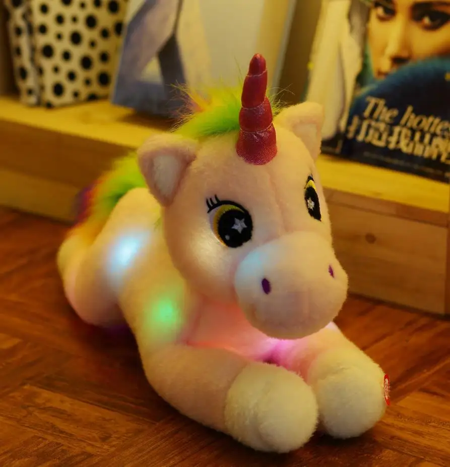 1 шт. 50 см креативная светодиодная светящаяся плюшевая игрушка единорог мягкие куклы Kawaii мягкие животные Единорог для детей Рождественский подарок - Цвет: lighting purple