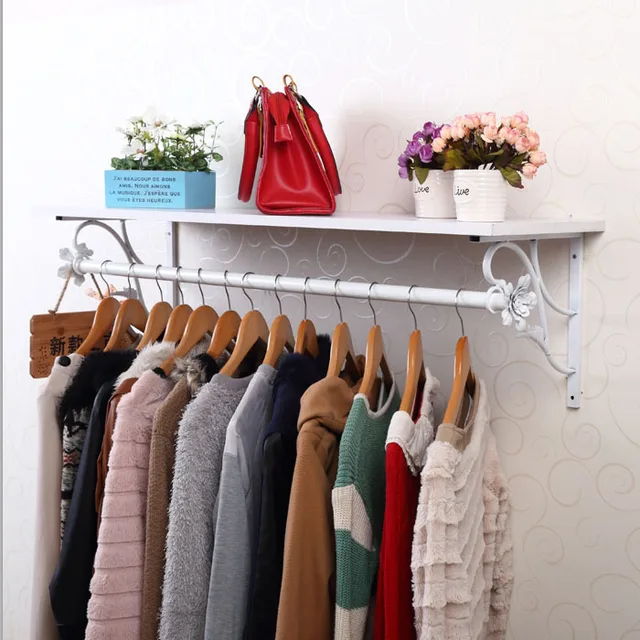 Wrought iron cube wall clothing display rack clothes hanger clothing