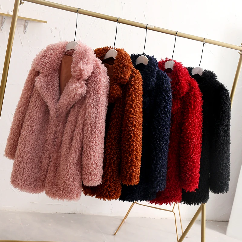 Пушистое розовое плюшевое пальто из искусственного меха, куртка для женщин, уличная мода, зимнее толстое теплое меховое пальто, мохнатая верхняя одежда для женщин