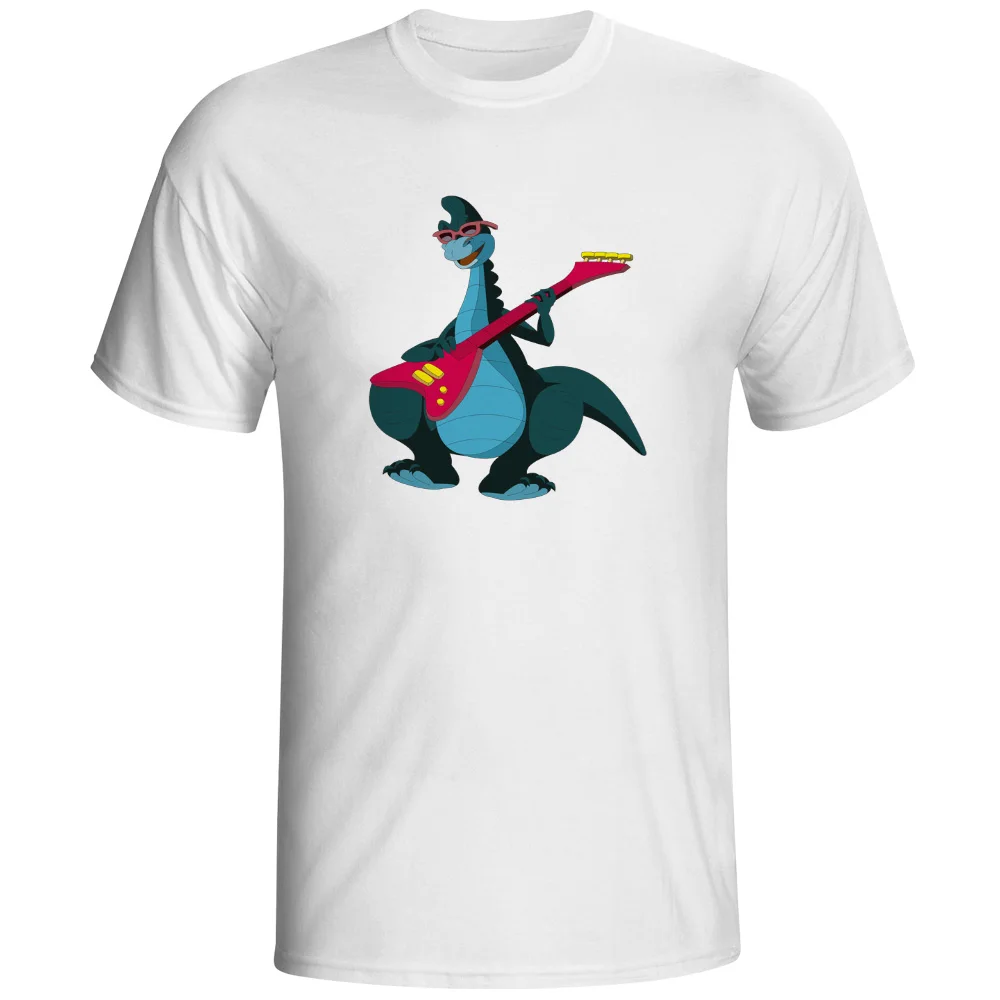 

Denver The Last Dinosaur Guitarist T-shirt Retro Childhood Cartoon Skate Casual T Shirt Print Hip Hop Cool Women Men Top