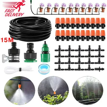

15M DIY Micro Drip Irrigation System Auto Plant Garden Hose Self Watering Kits Drippers