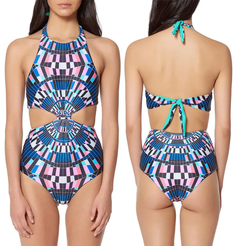 

2017 Hot sexy bathing suits women push up one piece bathing suit sets a bain femme antique print bodysuit costume costumes