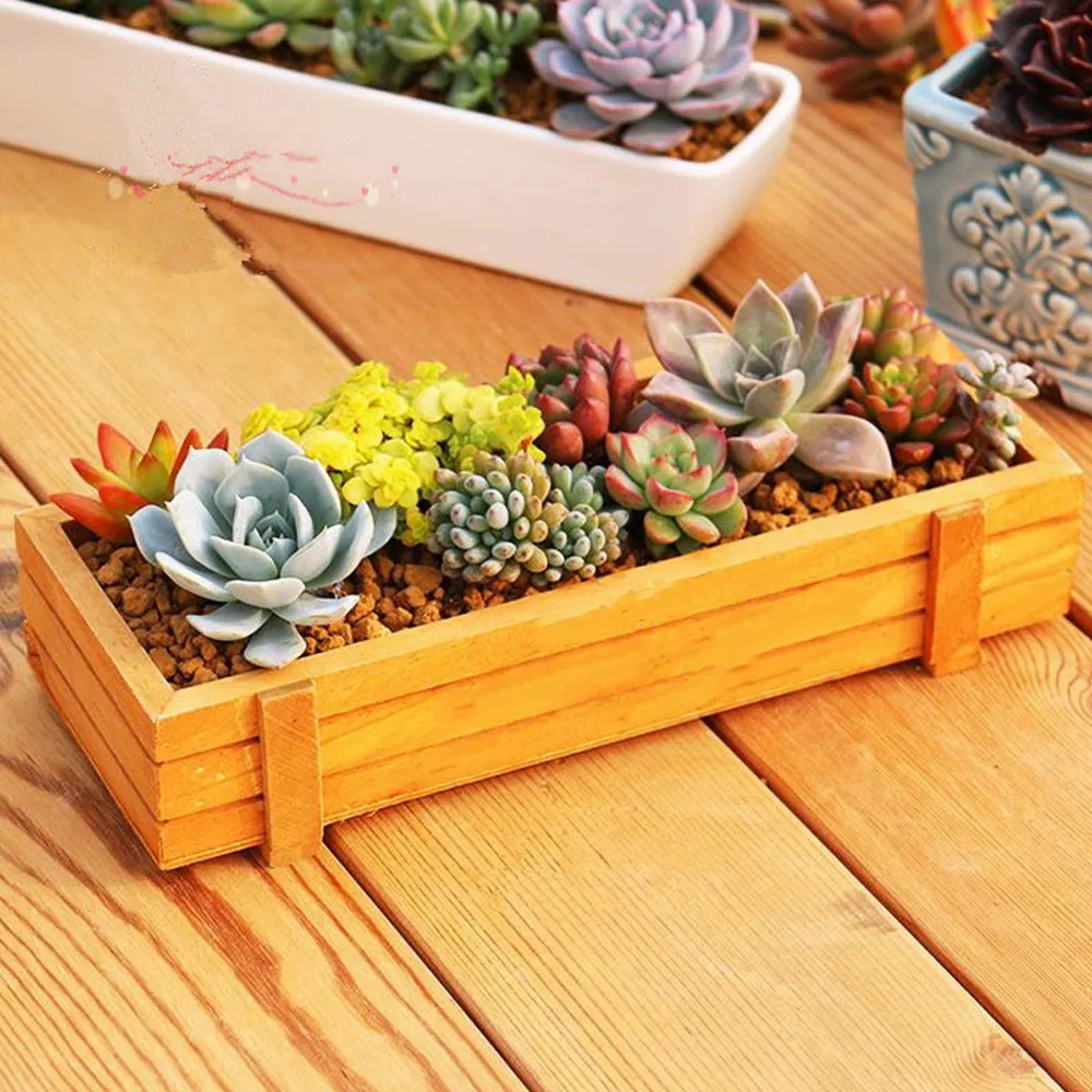 Flowerpot Landscape Garden Plant Antique Wooden Box Stool Rectangular Table Flowerpot Horticultural Equipment