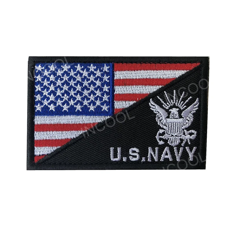 3D US Flag w/ NAVY Embroidery Patch USA American Morale Patch Tactical