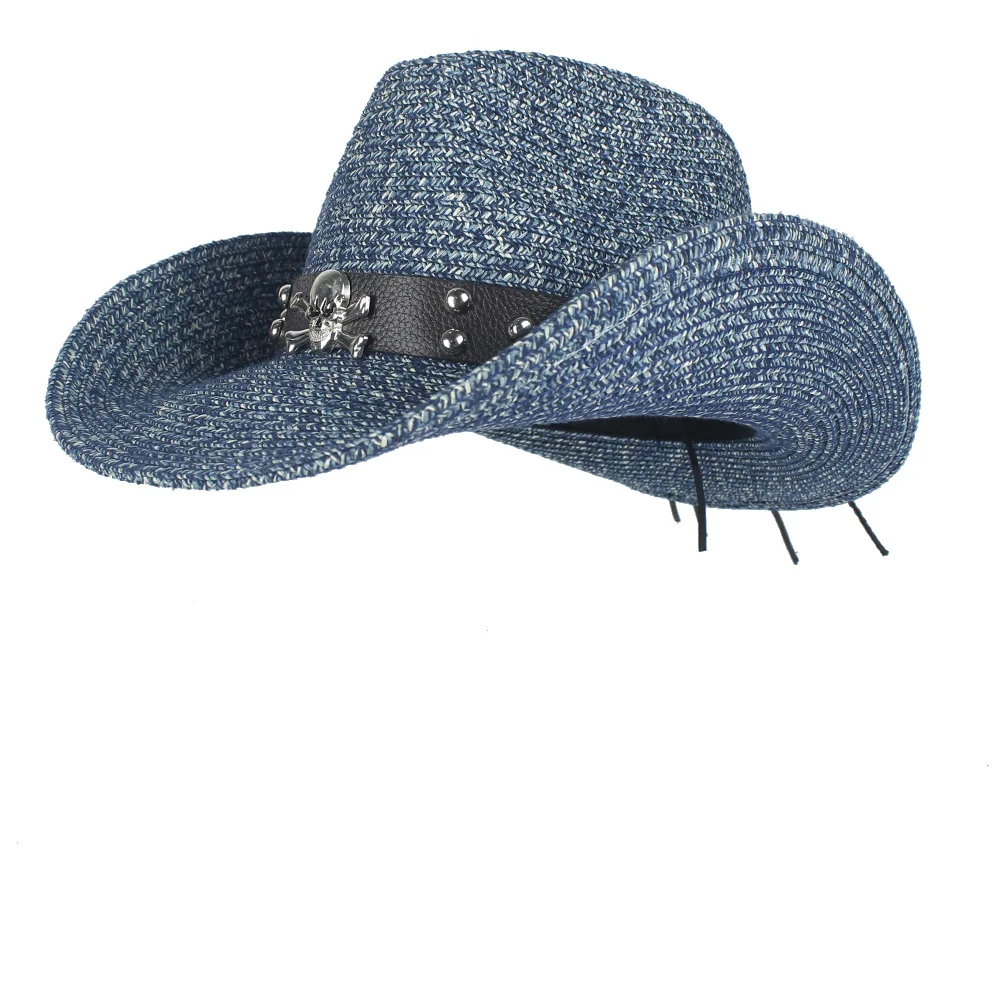 Летняя Соломенная женская и мужская открытая западная ковбойская шляпа Sombrero Hombre пляжная ковбойская джаз шляпа от солнца Размер 57-59 см