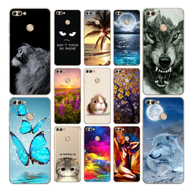 

For Huawei Y9 2018 5.93" Case Cover Soft Silicon TPU Back Cover for Huawei Y9 Y 9 2018 Cool Wolf Painted Phone Case Y9 2018 Capa