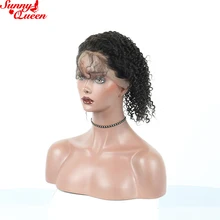 Kinky Curly Full Lace Human Hair Wigs Brazilian Remy Hair Pre Plucked With Baby Hair Nature Color Sunny Queen Products