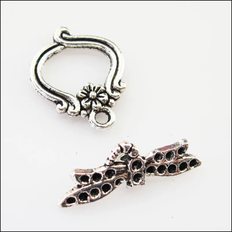 

6Sets Tibetan Silver Animal Dragonfly Bracelet Toggle Clasps Connectors