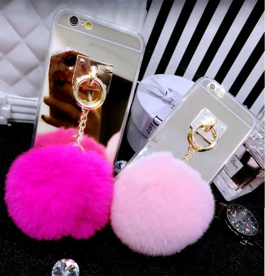 Phone Case For Huawei P30 P20 Lite Pro P10 P9 Honor Mate 10 Pearl Chain Rabbit Fur Ball Mirror Soft Back Cover Cases|Бамперы| |