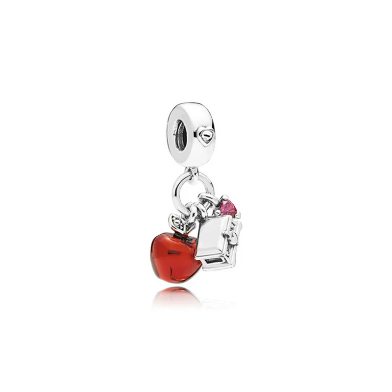 

5PCS Wholesale Statement Enamel Apple Square Box Beads Crystal Charm Fit Pandora Bracelet Necklaces for Women DIY Jewelry Making