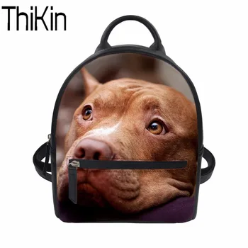 

THIKIN Backpack Women 3D Pit Bulldog Printing Female Mini Backpacks for Teenager Girls Bookbag Ladies Laptop Bag Travel Rucksack